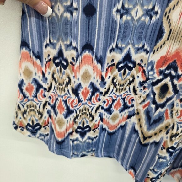 Cocomo Floral Print Tunic Short‎ Sleeve Top Womens Plus Size 2X Blue Pink Beige - Picture 6 of 13